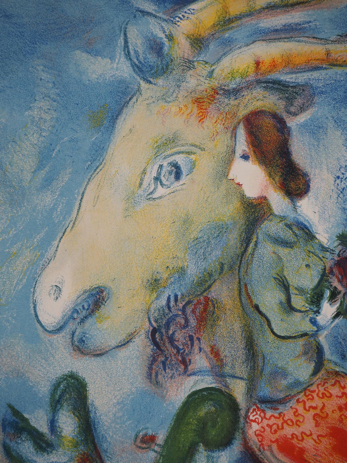 Marc Chagallspring : Goat Playing Violin And Woman With Bouquet   Lithograph (Mourlot 1938)1938 photo Art
