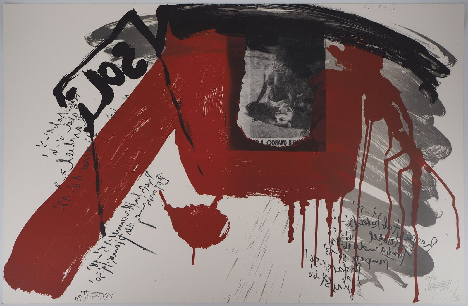 Wolf Vostellthe Scream,  The Ground   Original Handsigned Lithograph   Ltd 85 Cop (Fluxus)1990