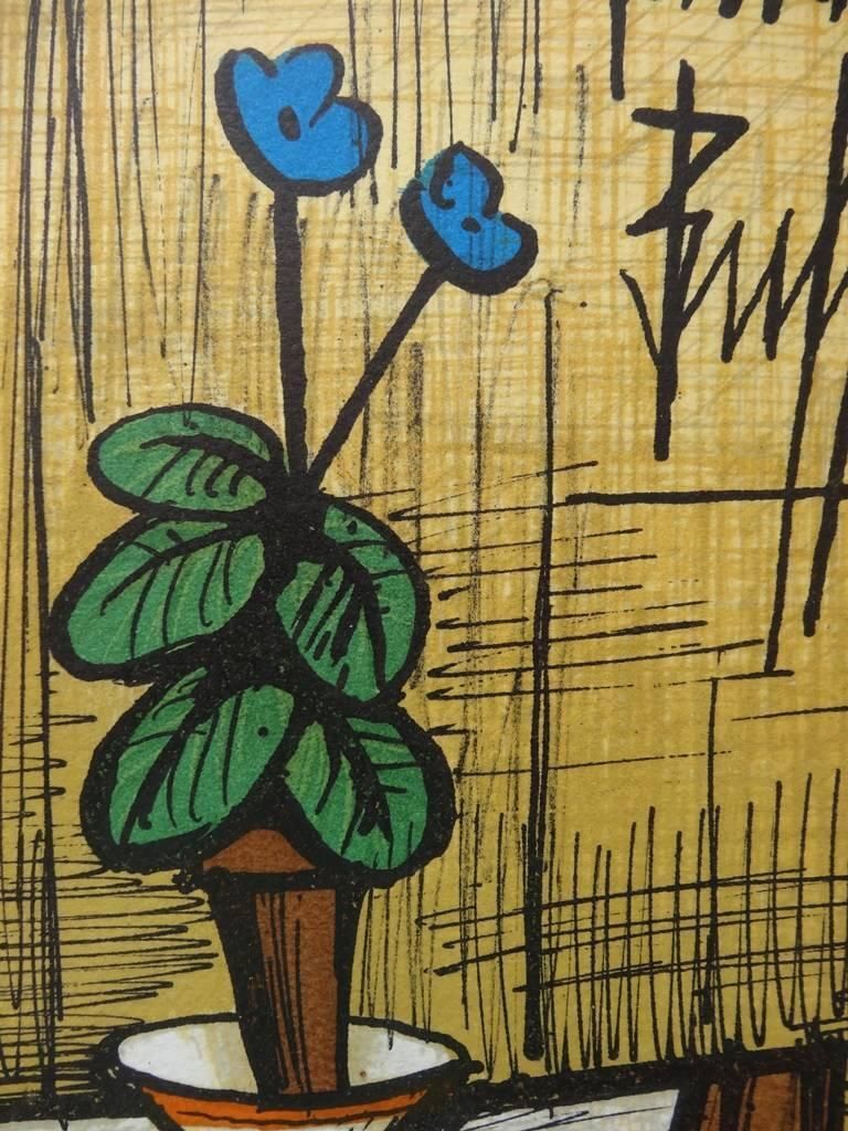 Bernard Buffetsmall Blue Primrose : Original Lithograph   Mourlot 19801980 photo for sale