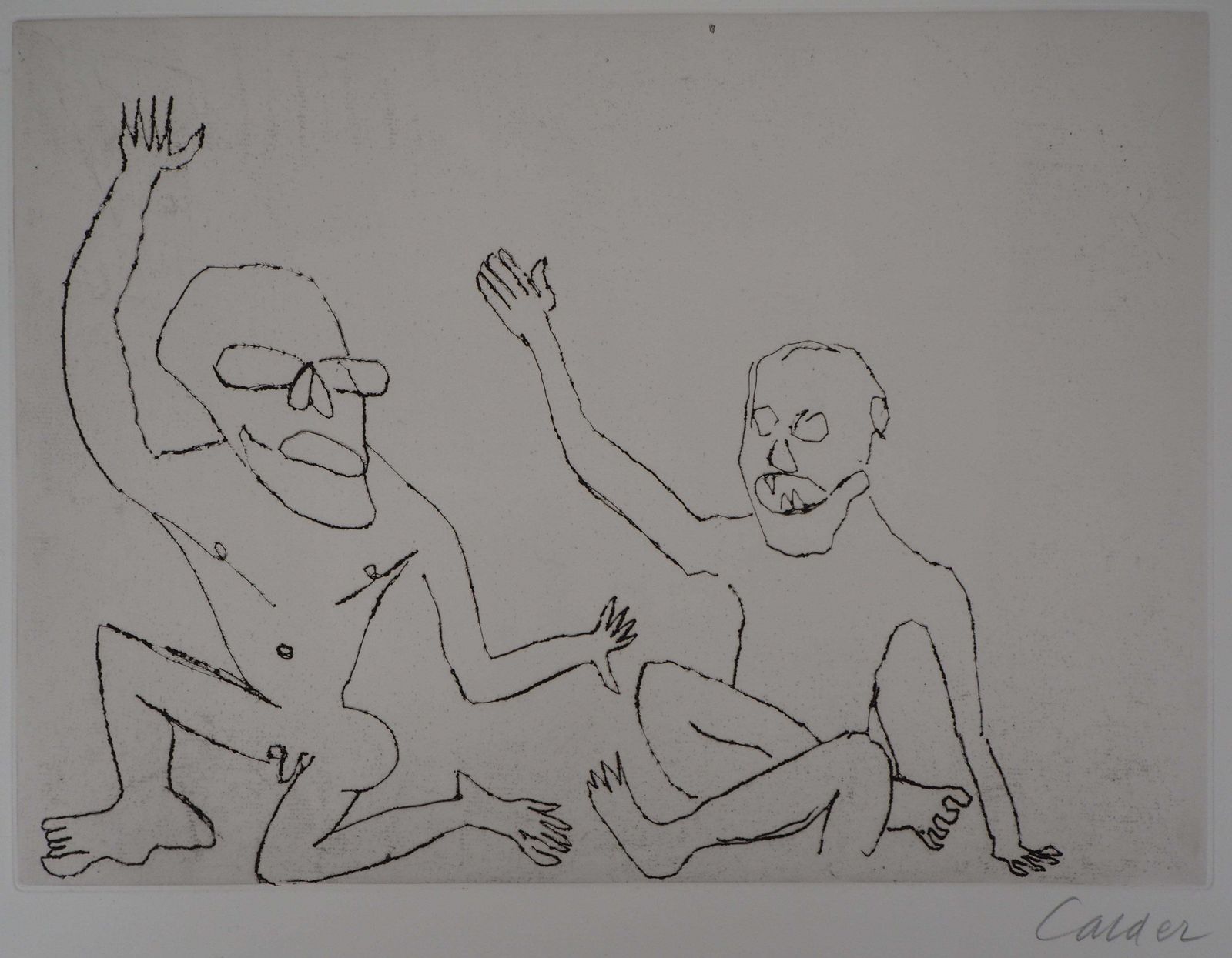 Alexander Caldersanta Claus : Two Men   Original Handsigned Etching1974 photo Art