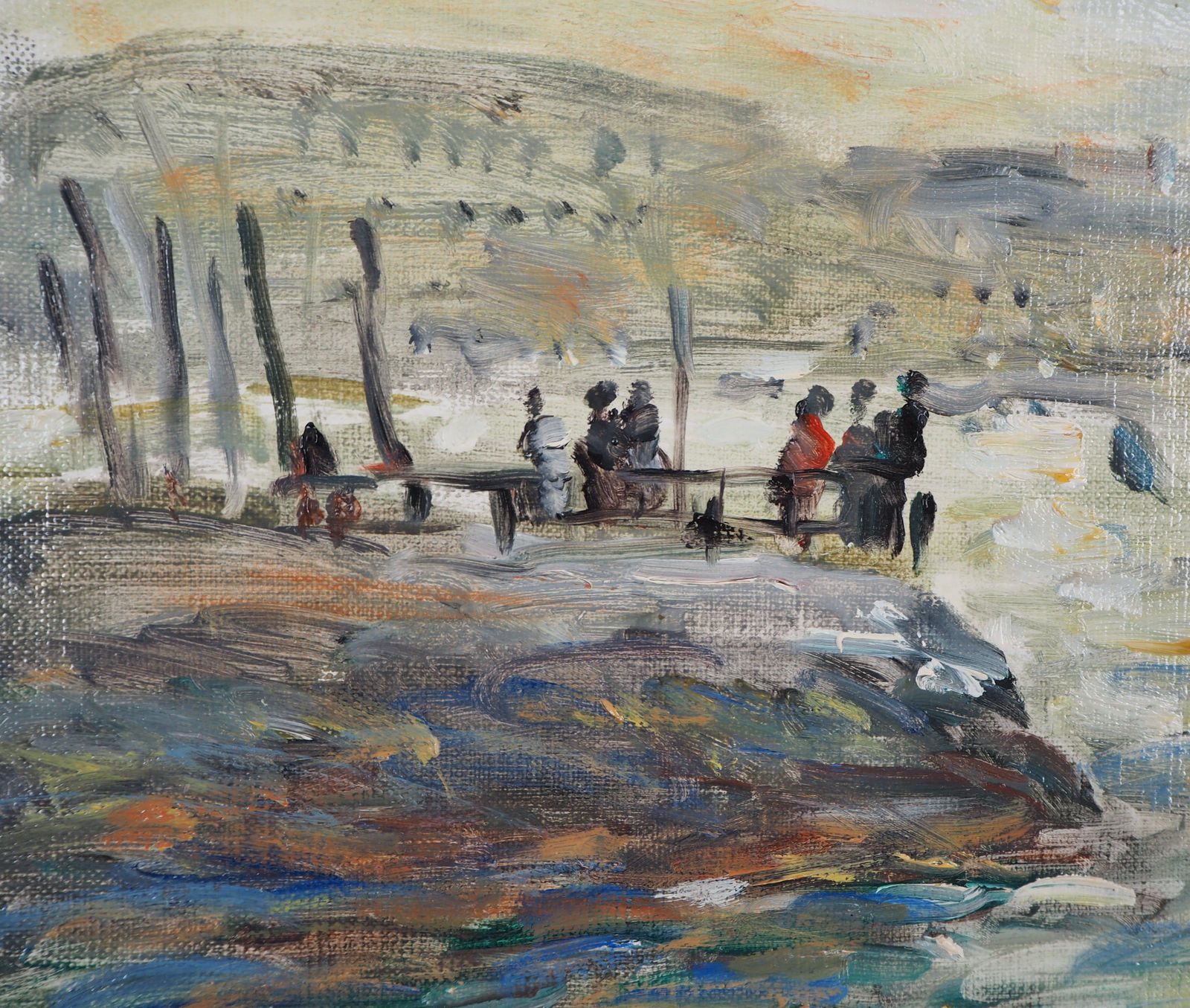 Jean Jacques Renesailings In Havre   Oil On Canvas Hansigned photo vinterior