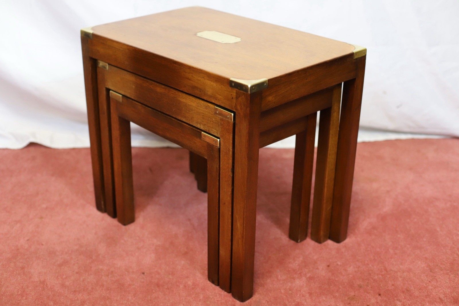 Lovely Campaign Style Nest Of Three Tables photo for sale