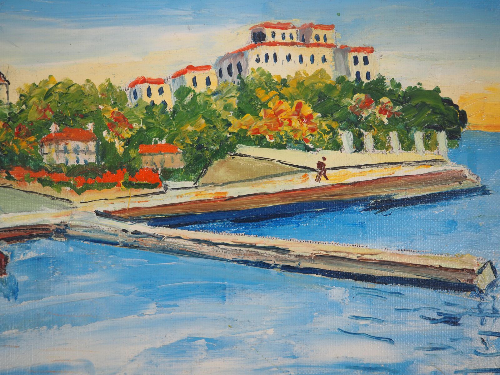 élisée Macletfrench Riviera : The Small Harbor Of Beaulieu   Oil On Canvas   Signed photo vinterior