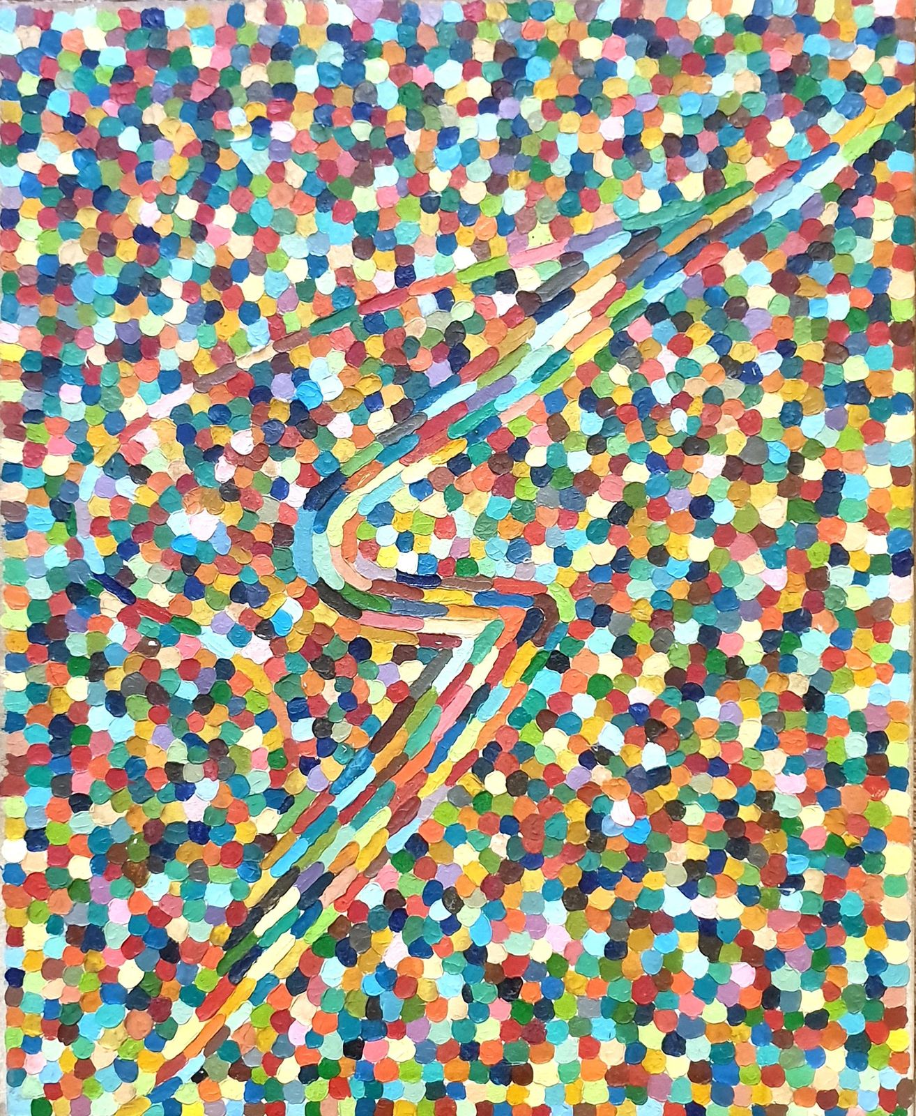 Unknown'spirit Of Ecstasy', French Mid Century Pointillist Oil On Canvas.
