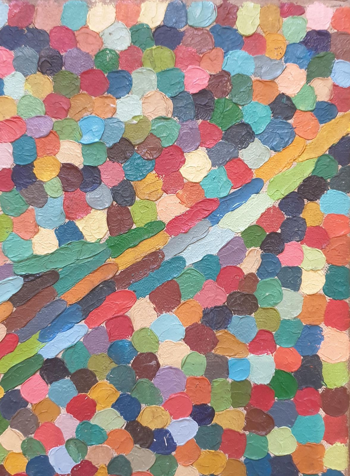 Unknown'spirit Of Ecstasy', French Mid Century Pointillist Oil On Canvas. photo furniture
