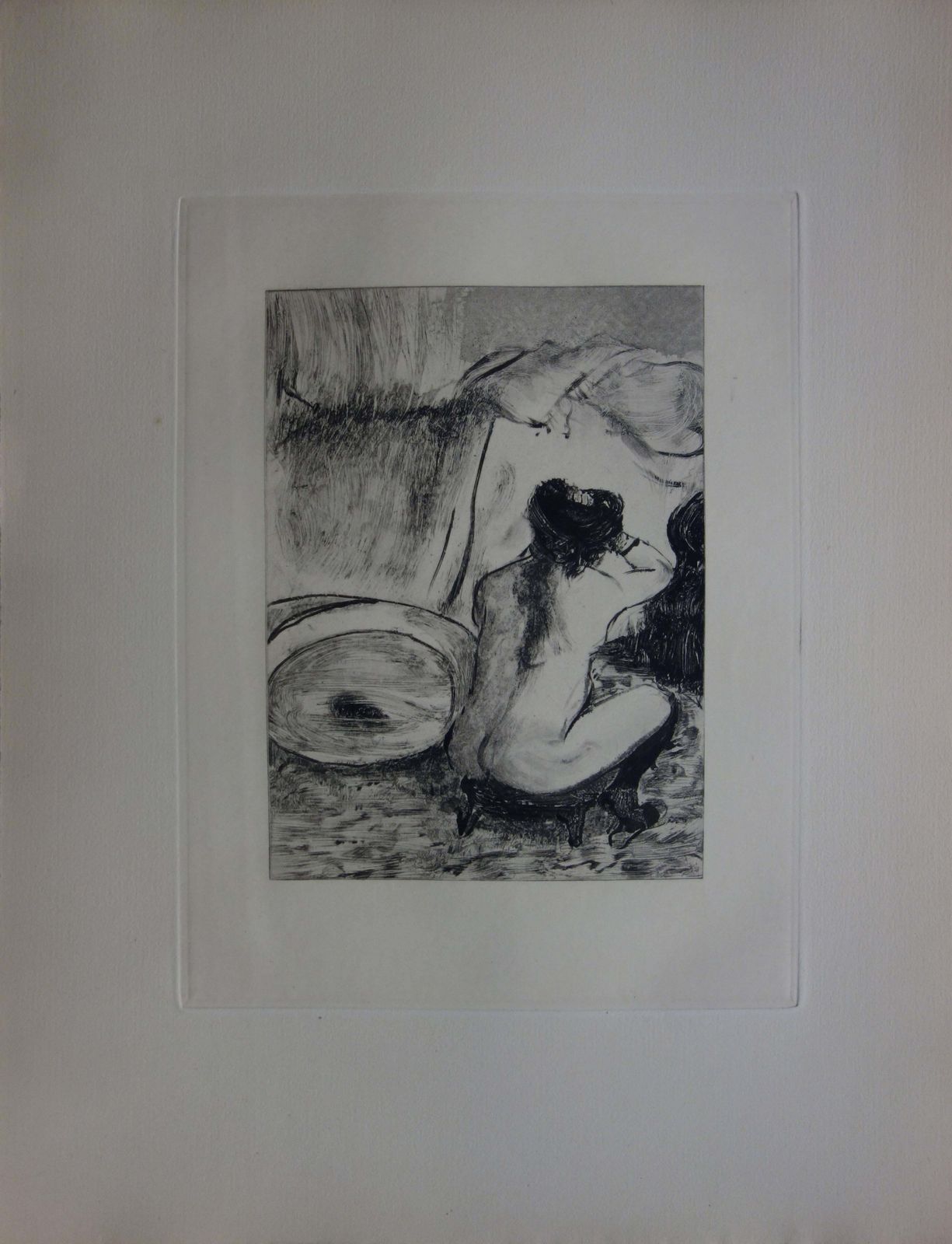 (After) Edgar Degaswhorehouse Scene : Prostitute Dressing Her Hair   Original Etching1935 photo furniture