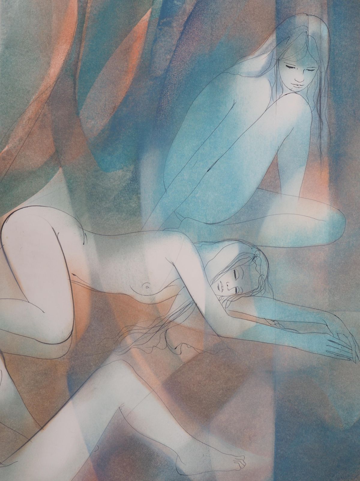 Jean Baptiste Valadiethree Ways To A Sensual Resting   Original Watercolor, Handsigned photo for sale