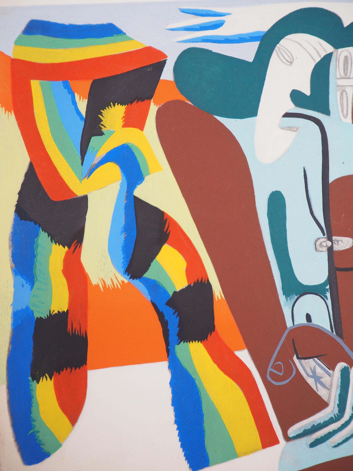 Le Corbusierpride : Two Women With Rainbow Scarf   Lithograph And Watercolor Stencil1938 photo buy