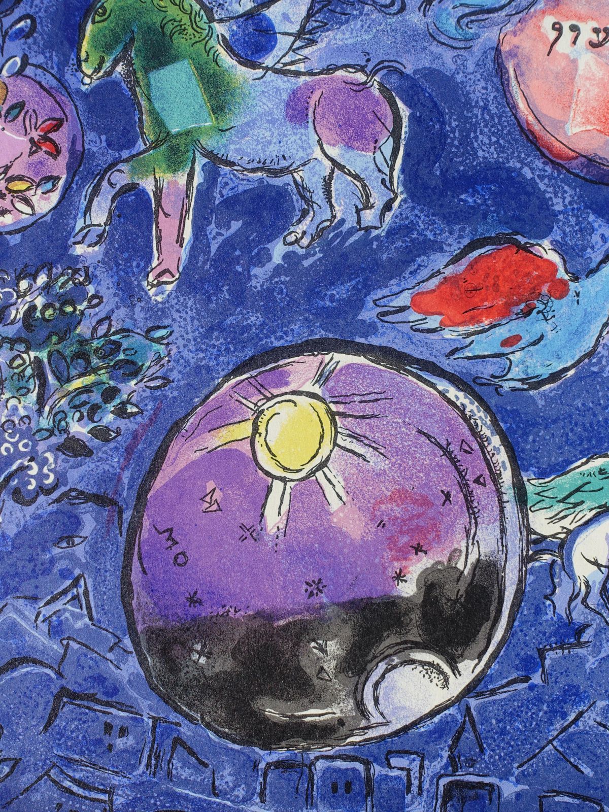 Marc Chagallbible : Simeon, Angels And Red Birds   Lithograph (Mourlot 1962)1962 photo for sale