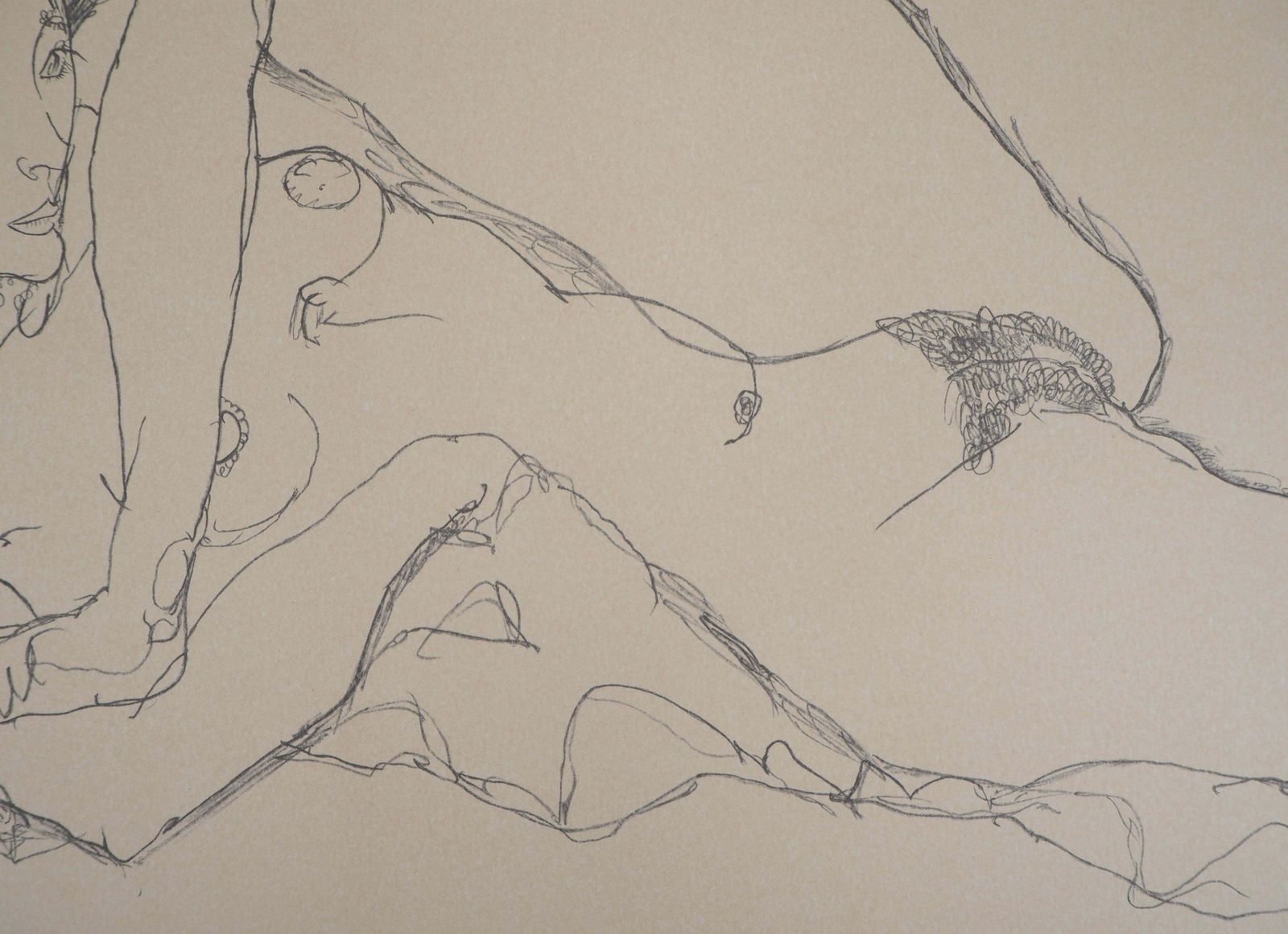 (After) Egon Schielereclining Nude, Left Leg Raised   Lithograph (Kallir #1531) photo vinterior