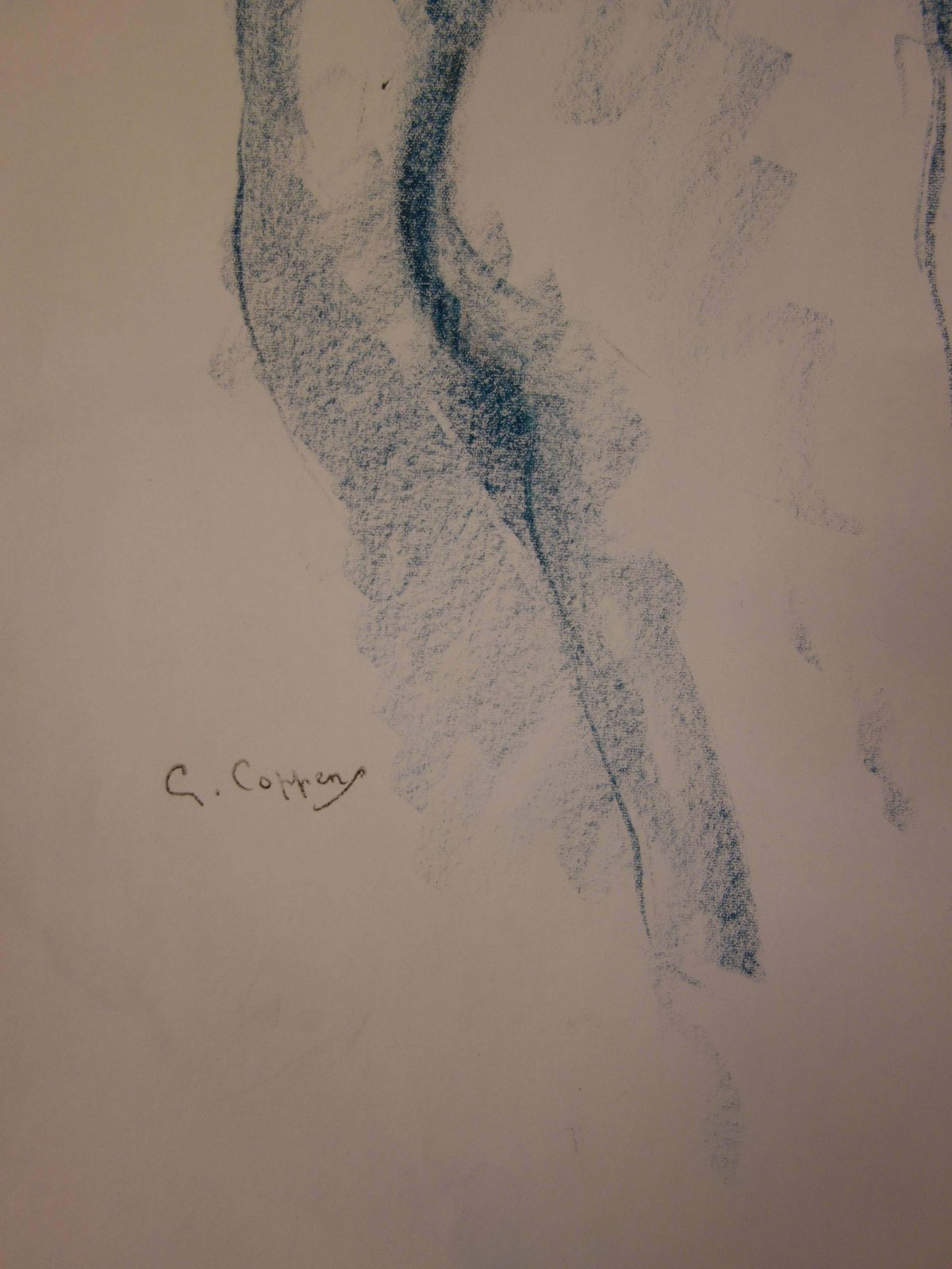 Gaston Coppenstwo Studies Of A Nude Profile   Original Signed Charcoals Drawing photo furniture