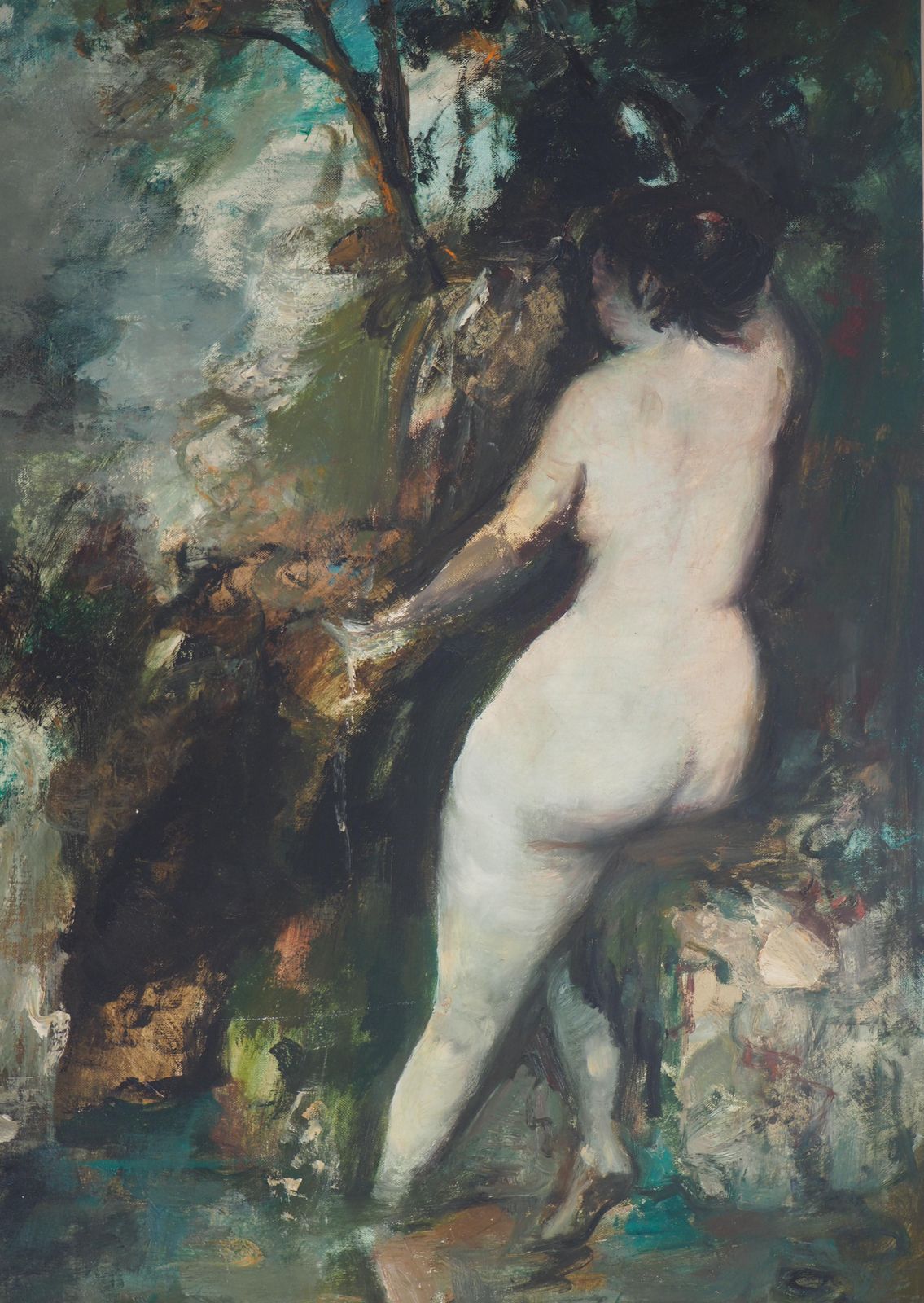 François Heaulménude Near The Source (Study After Courbet)    Original Oil On Canvas, Signed photo for sale