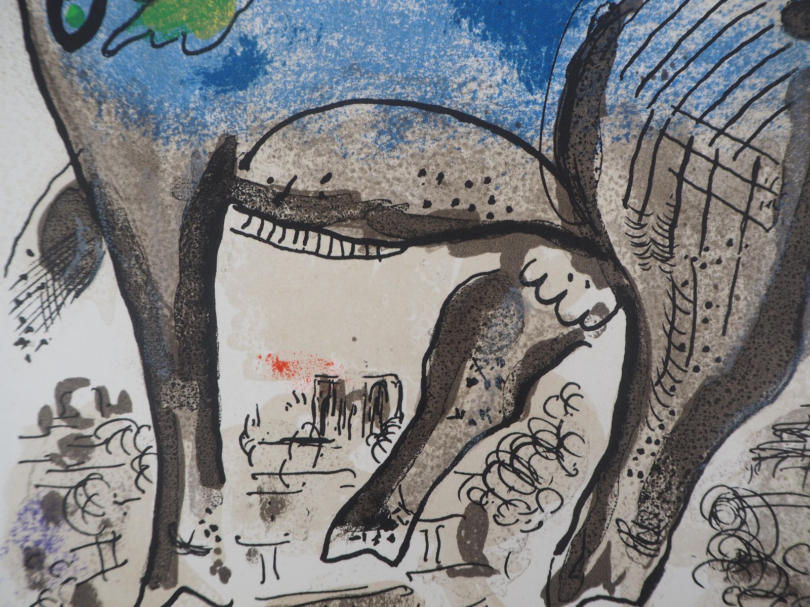 Marc Chagallthe Blue Cow   Original Lithograph   Mourlot #4881967 photo vinterior