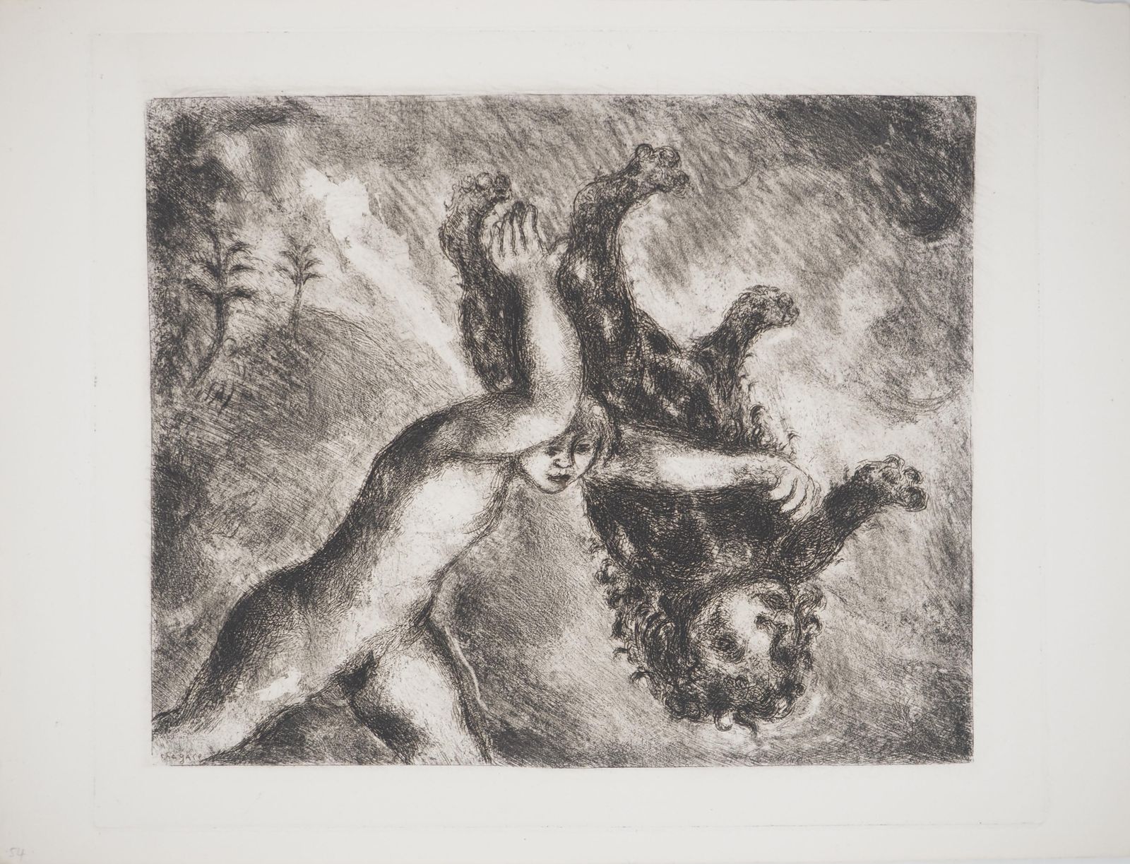 Marc Chagallbible : Samson And The Lion, 1939   Original Etching1939