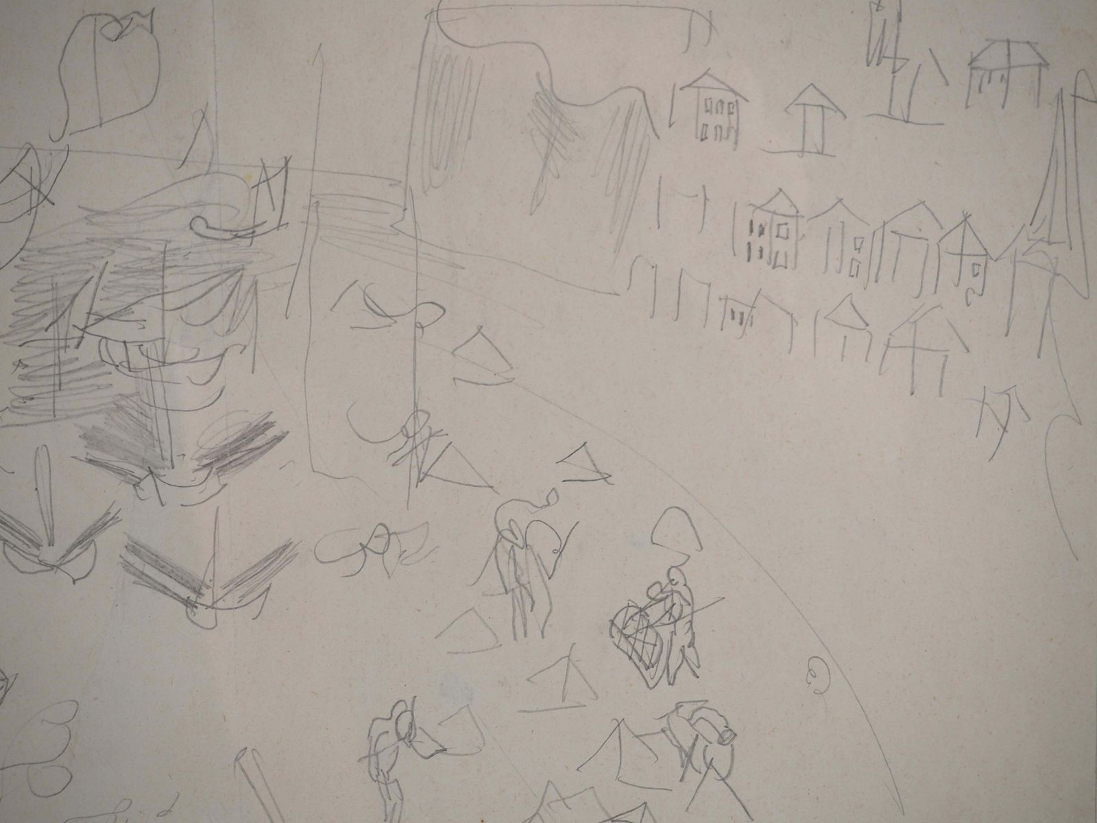 Raoul Dufynormandy : Animated Beach And Sailboats   Original Pencil Drawing photo Art