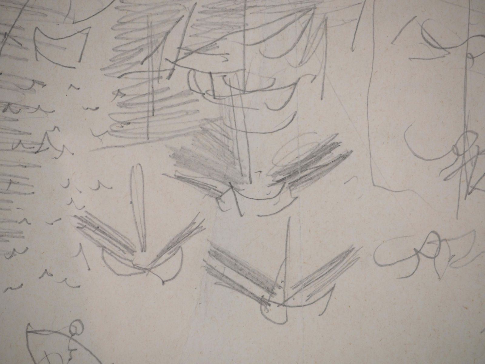 photo for sale Raoul Dufynormandy : Animated Beach And Sailboats   Original Pencil Drawing