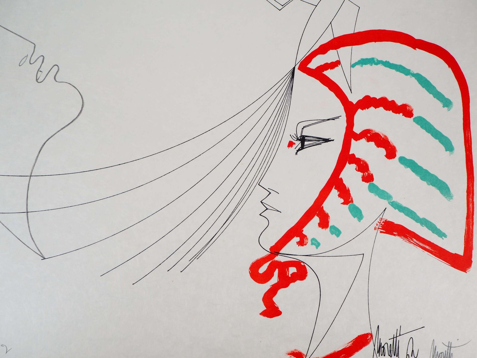 Jean Cocteaujean Cocteau And Raymond Moretti : The Lovers   Original Hansigned Lithograph1973 photo Art