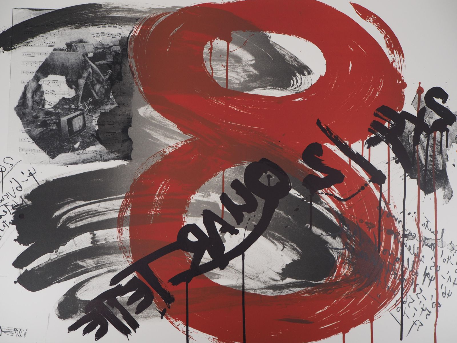 Wolf Vostellthe Scream,  The Quartet   Original Handsigned Lithograph   Ltd 85 Cop (Fluxus)1990 photo furniture