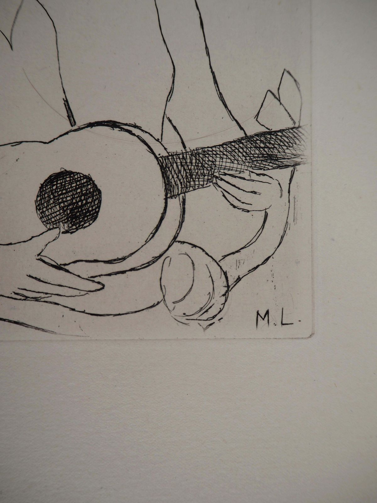 Marie Laurencinyoung Girl With Guitar   Original Etching, 19451945 photo furniture