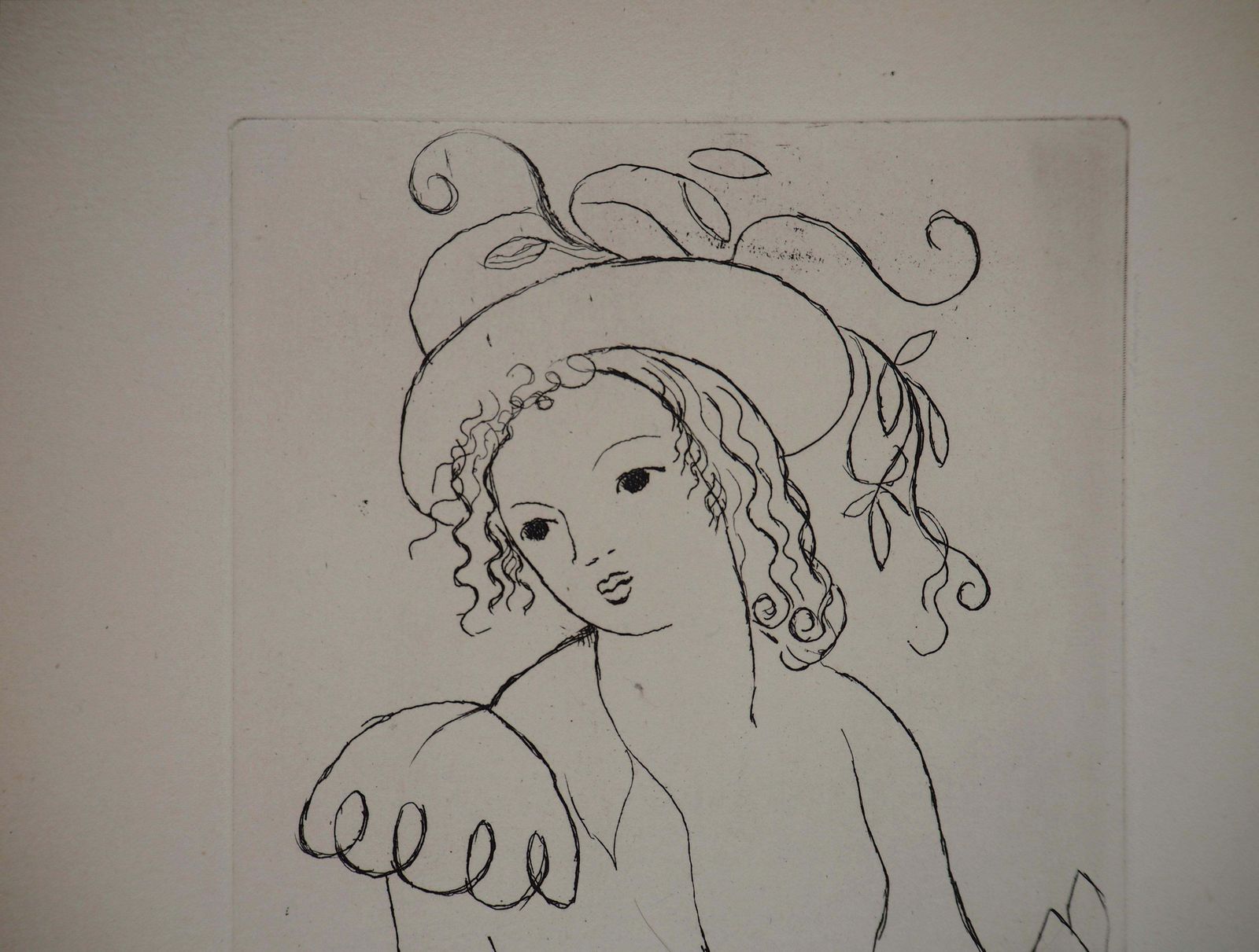 Marie Laurencinyoung Girl With Guitar   Original Etching, 19451945 photo vinterior