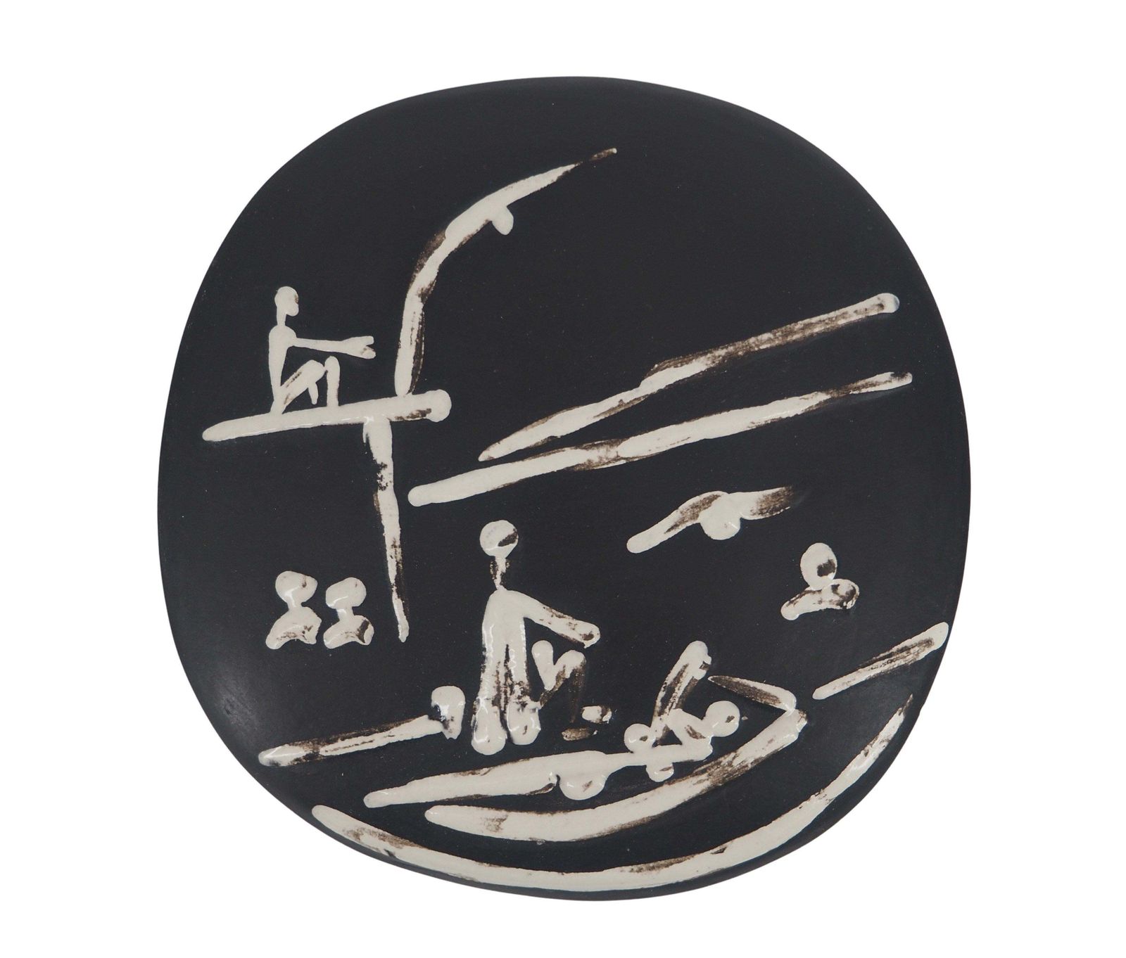 Pablo Picassoat The Sea, Beach Scene   Original Ceramic Madoura   Edition Of 450 (Ramié #391)1956