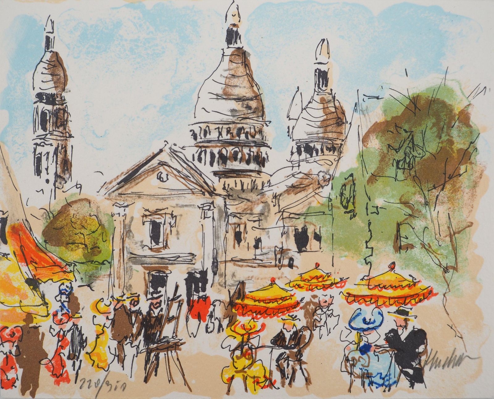 Urbain Huchetparis : Artists Near Montmartre   Original Lithograph Handsigned And Numbered1980