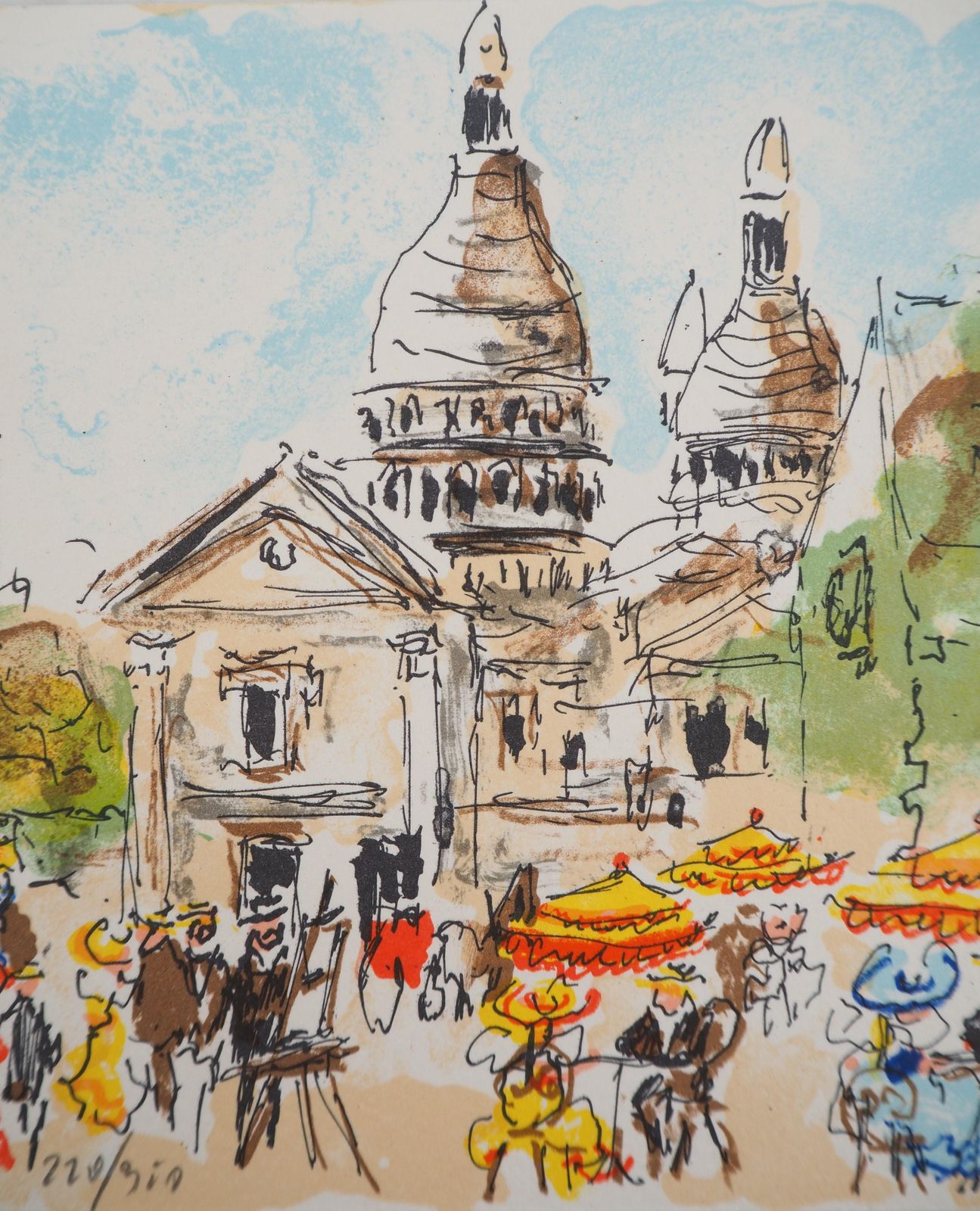 Urbain Huchetparis : Artists Near Montmartre   Original Lithograph Handsigned And Numbered1980 photo for sale