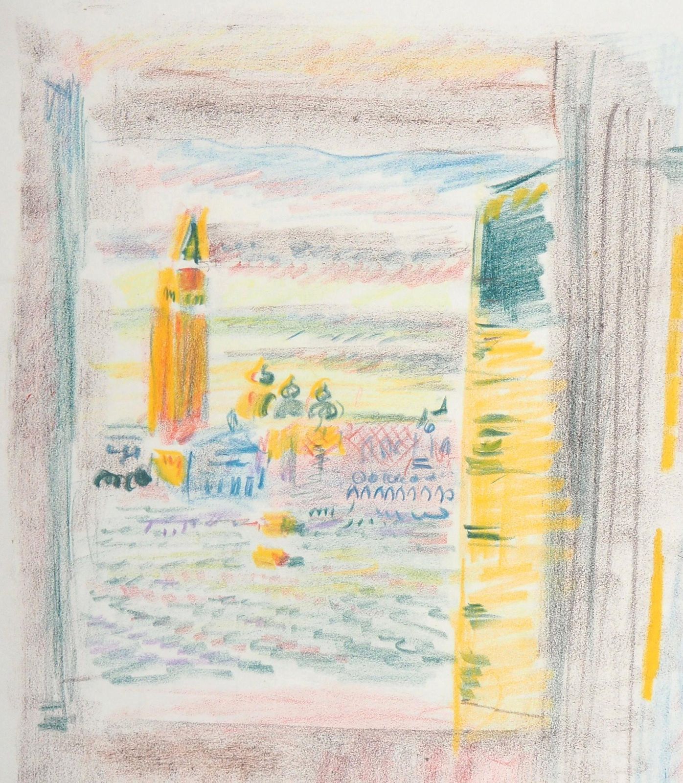 André Massonvenice In Sunset   Original Handsigned Pastel Drawing photo Art