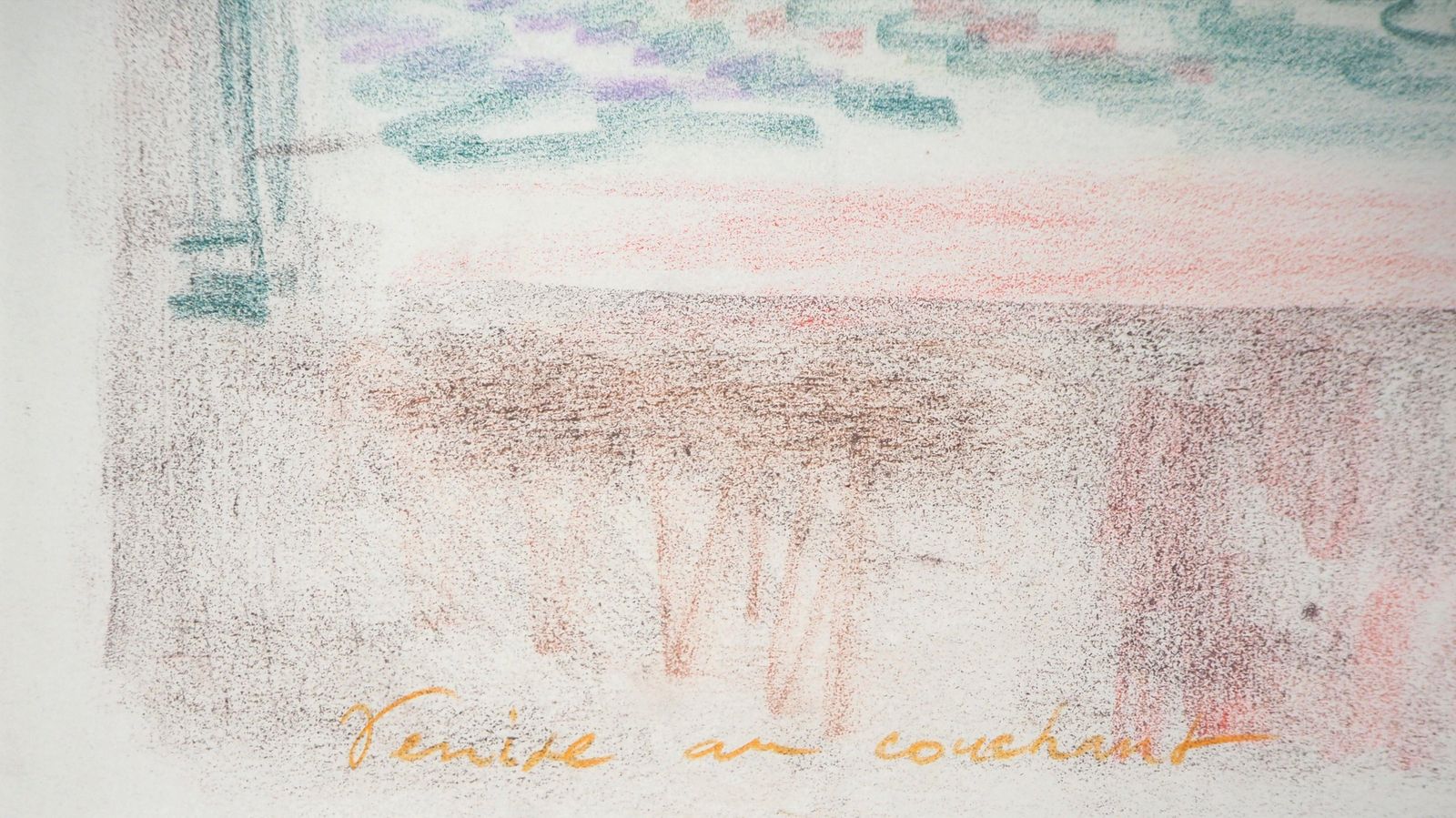 André Massonvenice In Sunset   Original Handsigned Pastel Drawing photo vinterior
