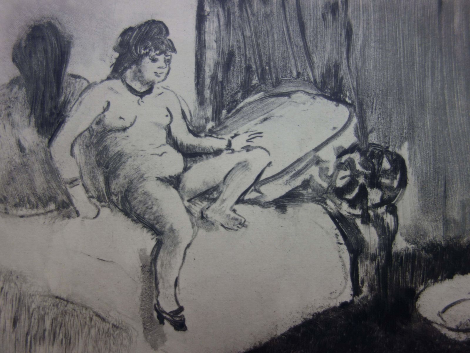 (After) Edgar Degaswhorehouse Scene : In The Room With A Miror   Etching1935 photo for sale