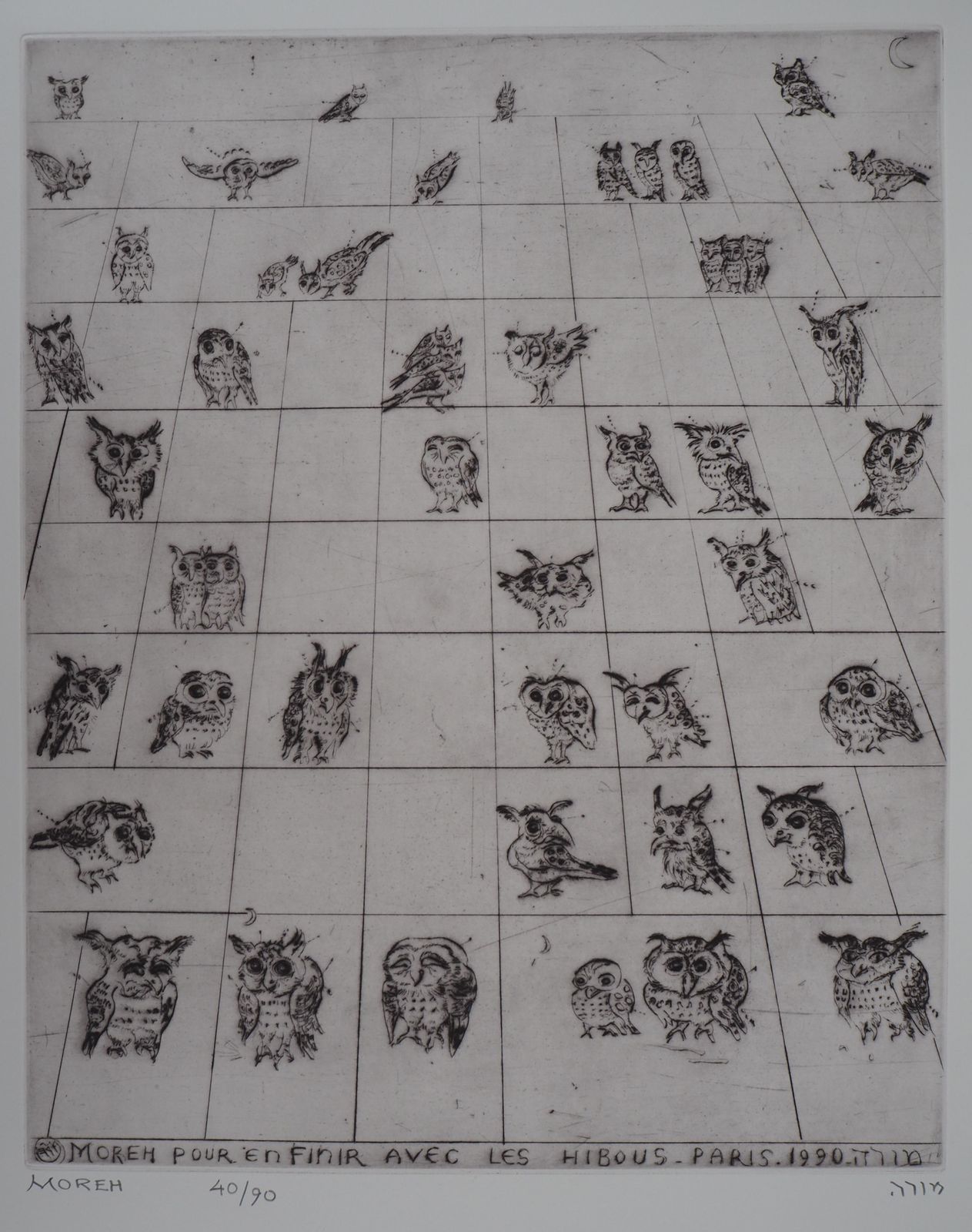 Mordecai Moreh To Finish With The Owls   Original Handsigned Etching, Ltd 90 Copies photo furniture