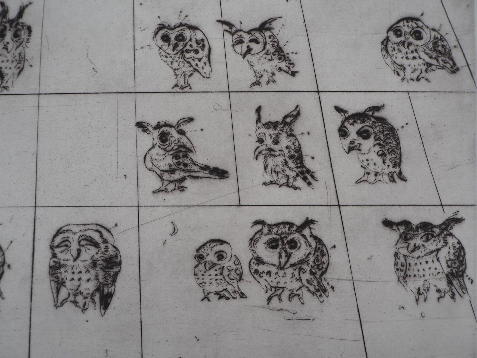 Mordecai Moreh To Finish With The Owls   Original Handsigned Etching, Ltd 90 Copies photo 340.0