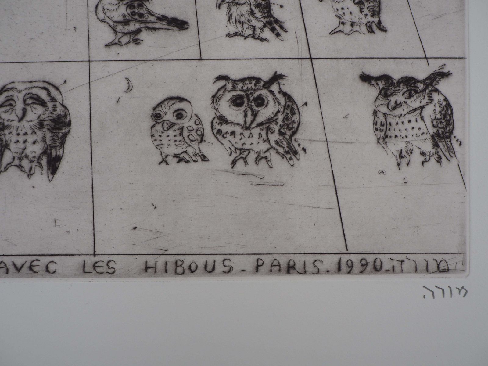 Mordecai Moreh To Finish With The Owls   Original Handsigned Etching, Ltd 90 Copies photo buy