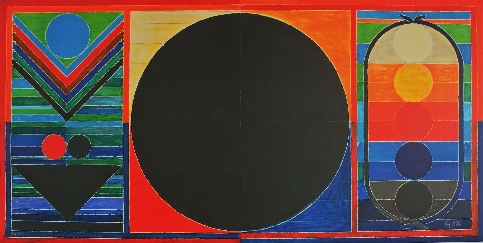 Sayed Haider Razatree, Bindu & Five Elements   Original Handsigned Lithograph /150 Copies #India