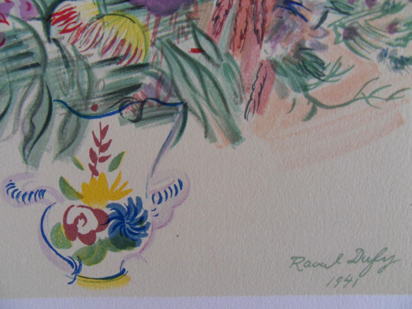 Raoul Dufycolorful Bouquet Of Flowers   Original Lithograph   19651965 photo for sale