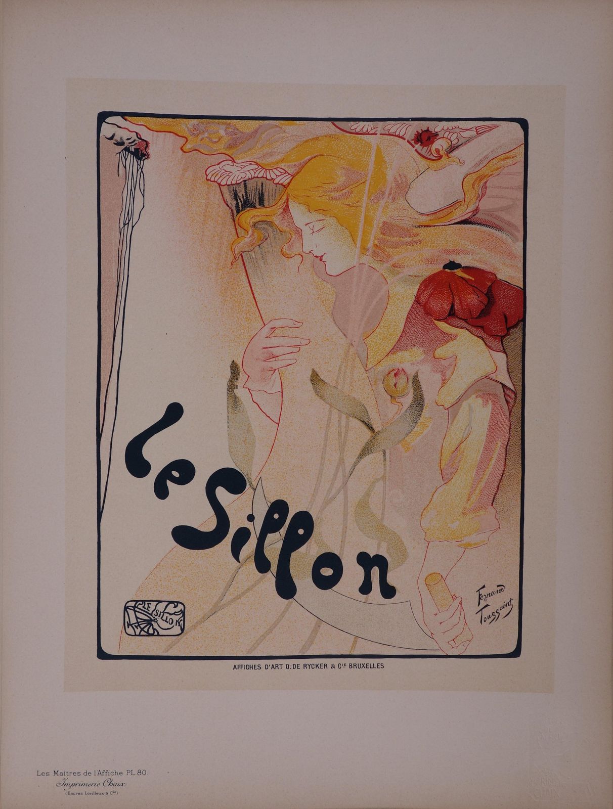 Fernand Toussaintnymph Collecting The Flowers   Lithograph, 18971897