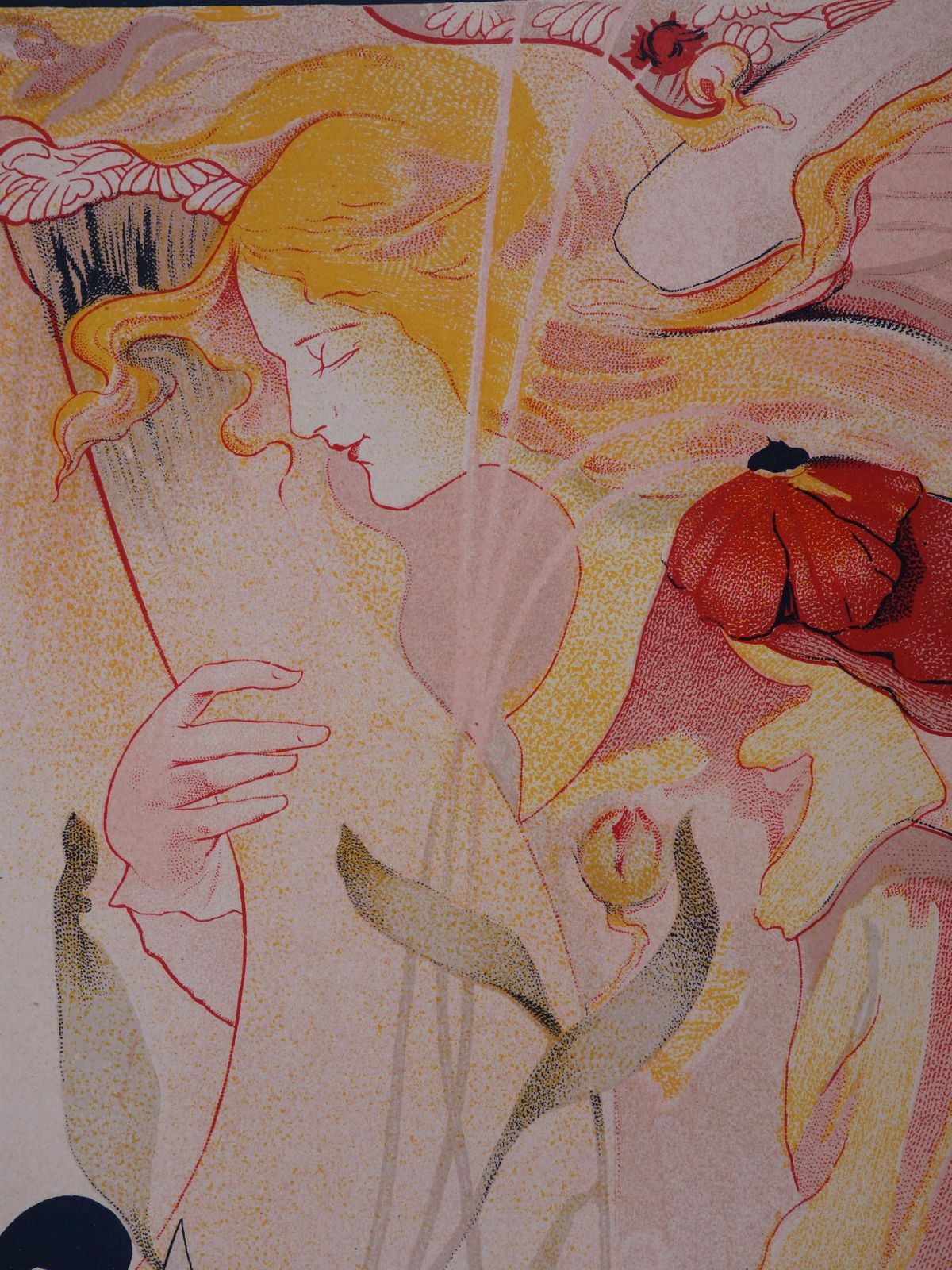 Fernand Toussaintnymph Collecting The Flowers   Lithograph, 18971897 photo vintage