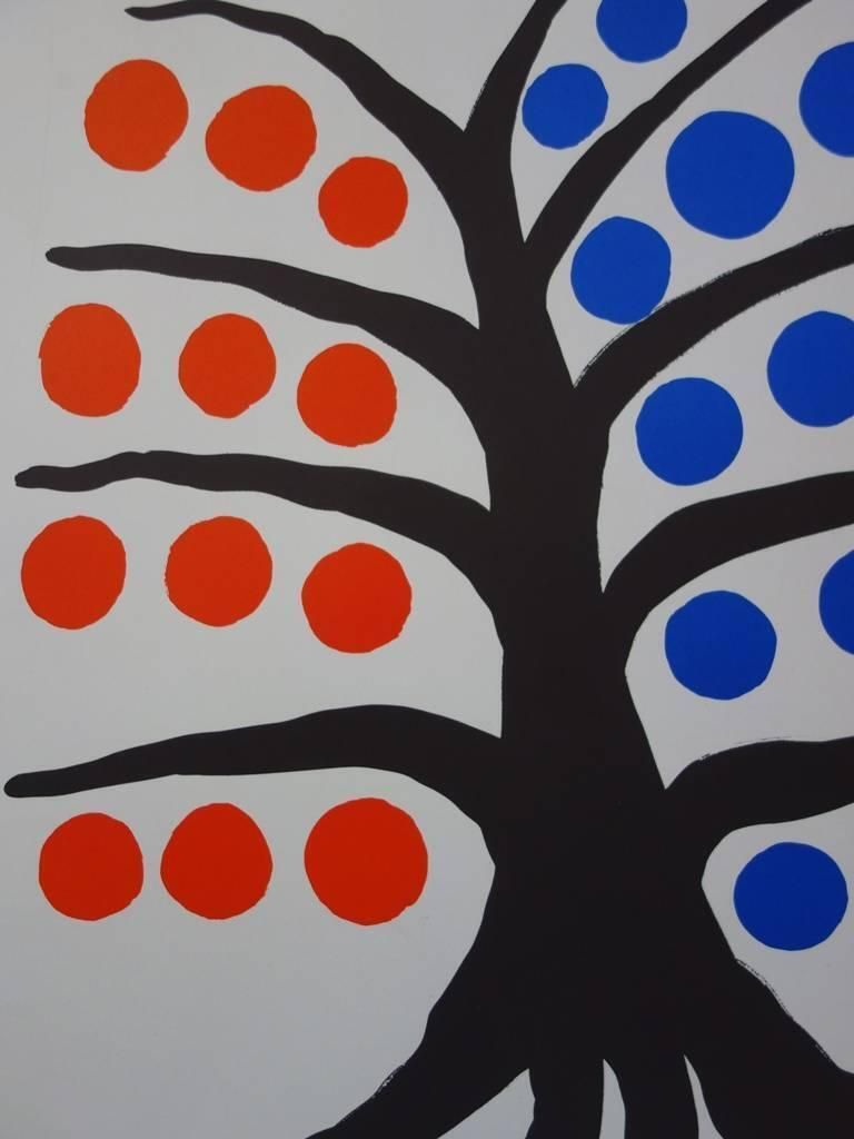 (After) Alexander Caldertree With Blue And Red Fruits   Lithograph   Maeght 19711971 photo Art