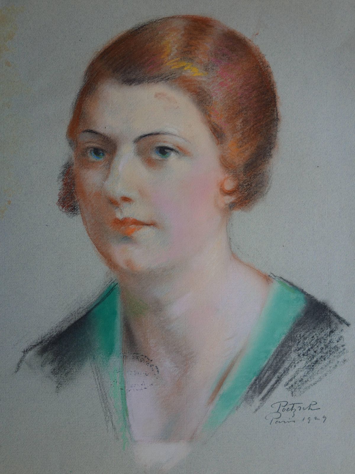Gustave Poetzschpeaceful Woman   Original Signed Charcoals Drawing   19291929