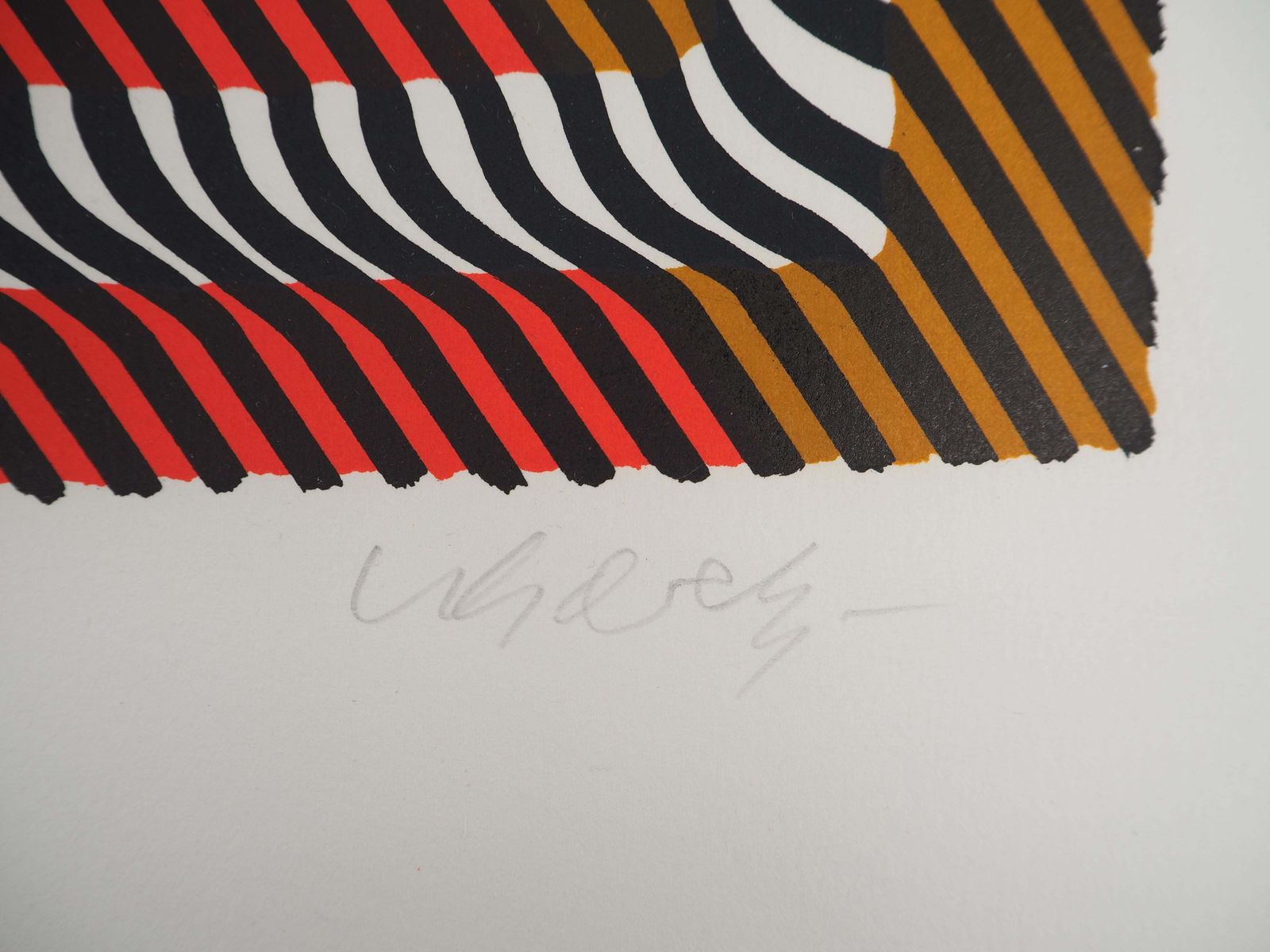 Victor Vasarelyzebra On A Rainbow (Op Art)   Original Lithograph, Handsigned1984 photo furniture
