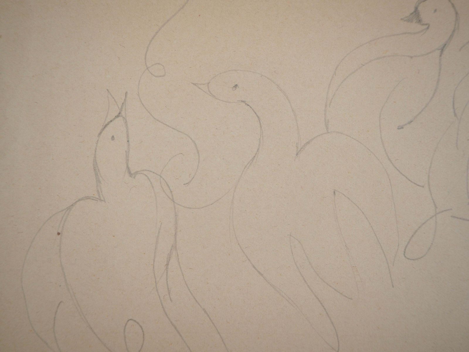 Marie Laurencinart Deco Gooses And Ducks   Original Pencil Drawing photo Art