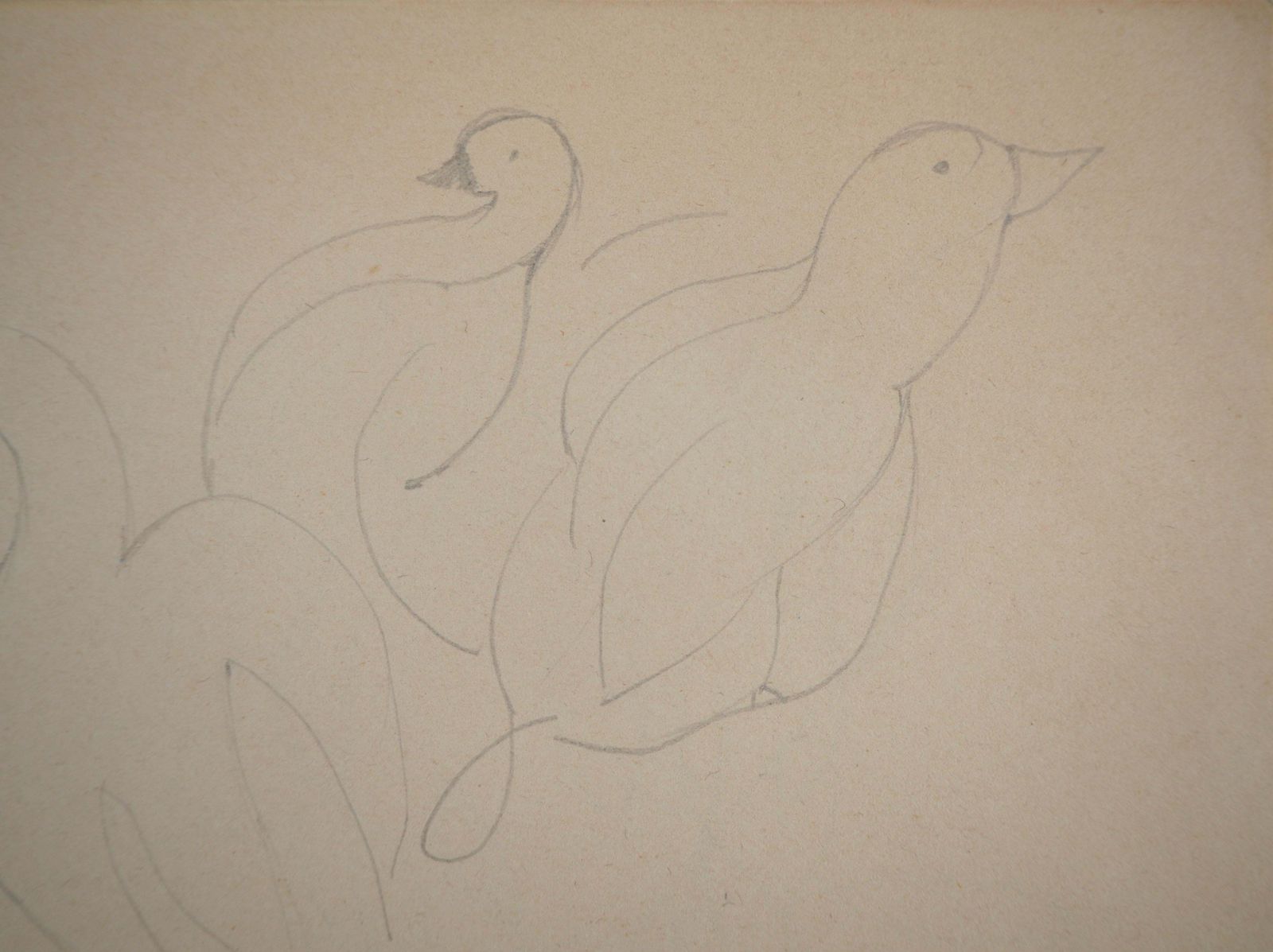 Marie Laurencinart Deco Gooses And Ducks   Original Pencil Drawing photo 850.0