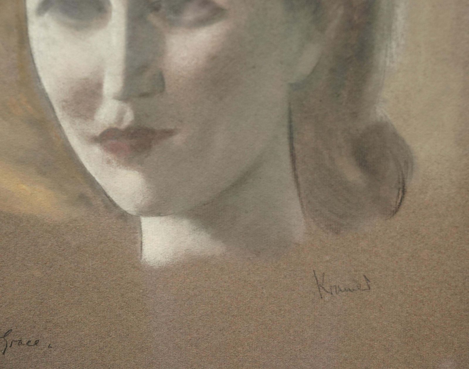 Jacob Kramerportrait Of Grace   British 1920's Art Female Chalk Portraitcirca 1920 photo buy