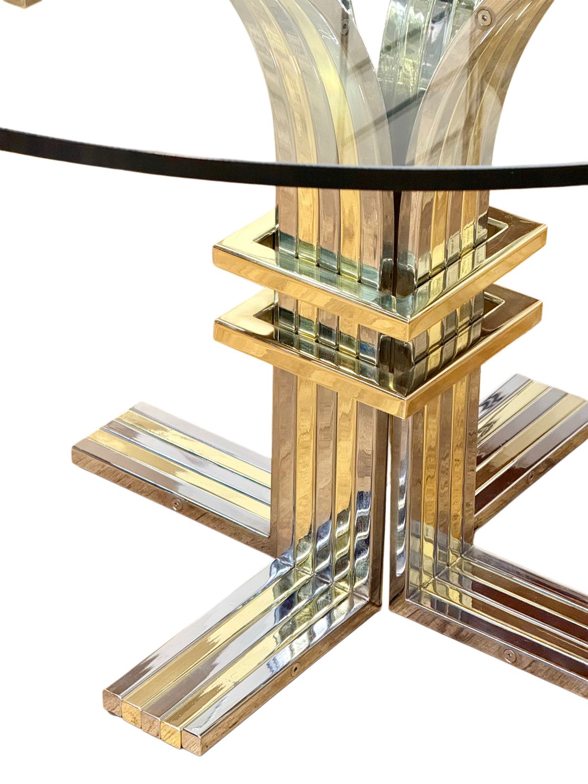 Italian Hollywood Regency Chrome & Gilt Glass Centre Table By Renato Zevi For Banci Firenze photo vintage