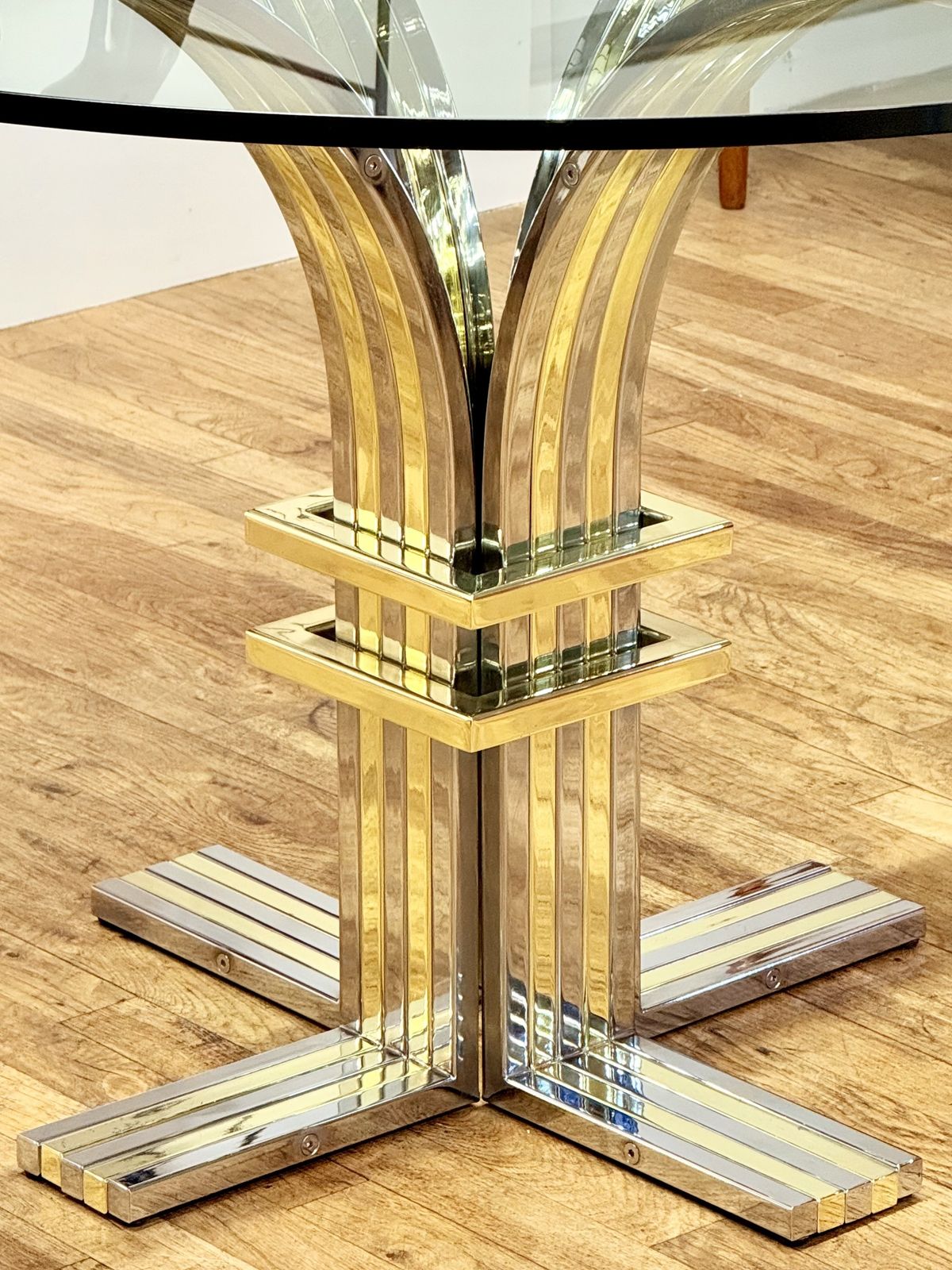 1850.0 Italian Hollywood Regency Chrome & Gilt Glass Centre Table By Renato Zevi For Banci Firenze photo