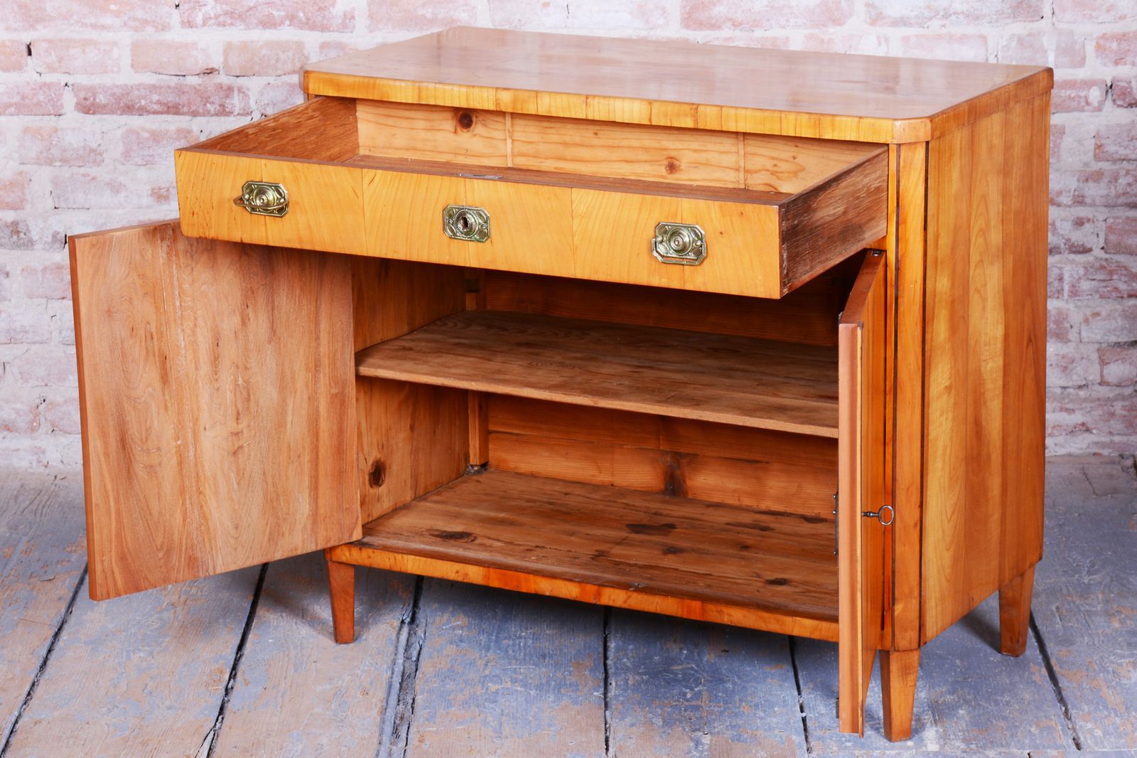 photo vintage Restored Biedermeier Cabinet, Cherry, Spruce, Ebony, Polish, Czech, 1820s