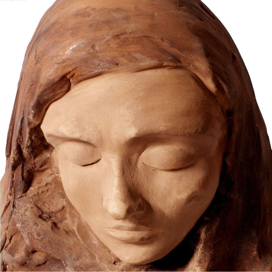 1955 Head Of Woman In Painted Clay Signed Tz55 Attributed To Tono Zancanaro photo for sale