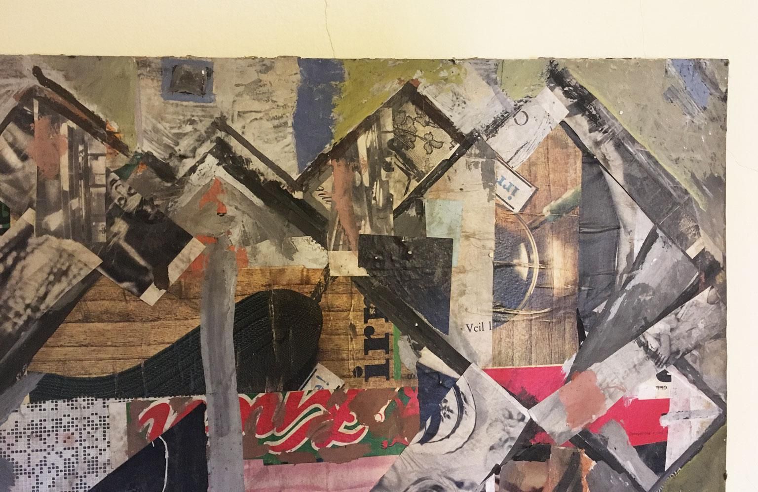 1960 Italy Abstract Painting And Paper Collage By Ermete Lancini photo 1793.0