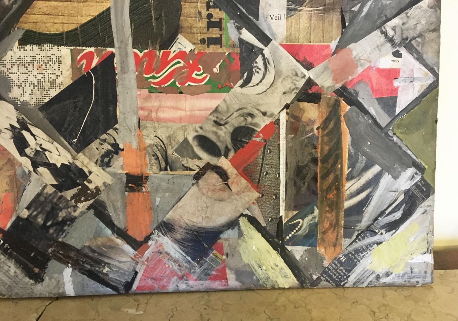 1960 Italy Abstract Painting And Paper Collage By Ermete Lancini photo vinterior