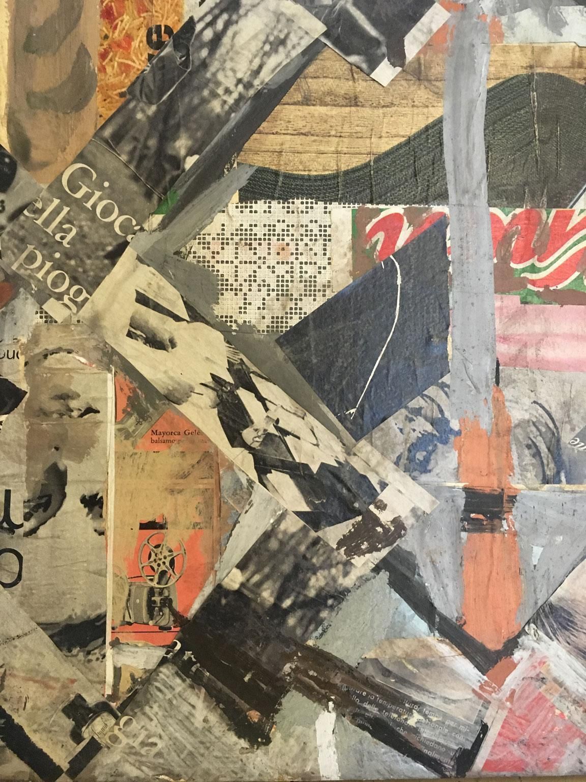 photo vinterior 1960 Italy Abstract Painting And Paper Collage By Ermete Lancini
